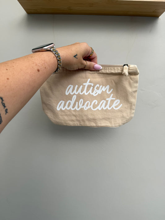 SAMPLE SALE! sand vintage wash pouch - autism advocate